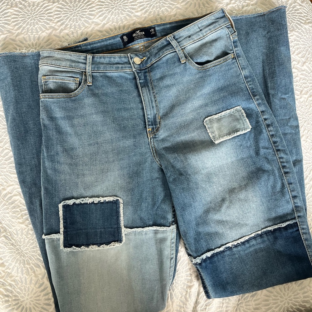 Hollister patchwork bootcut jeans